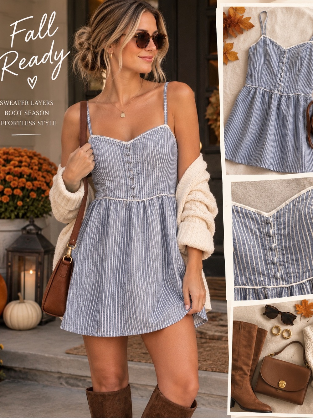 Striped Blue Spaghetti‑Strap Mini Sundress